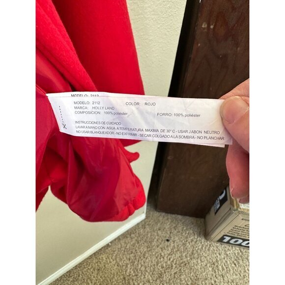 NWT Hollyland‎ Womens Red Peacoat Large collared button up Polyester long sleeve - Picture 5 of 9